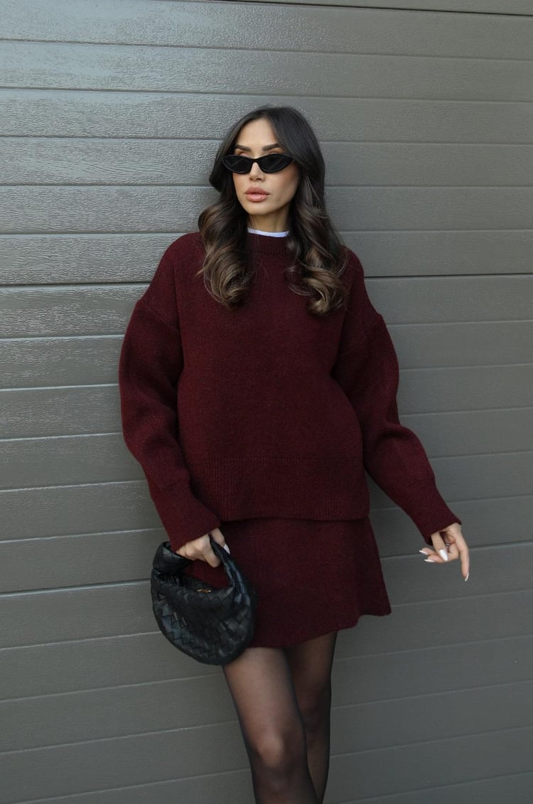 Drune | teilige Strickset - Damenpullover und Rock mit lässiger Passform