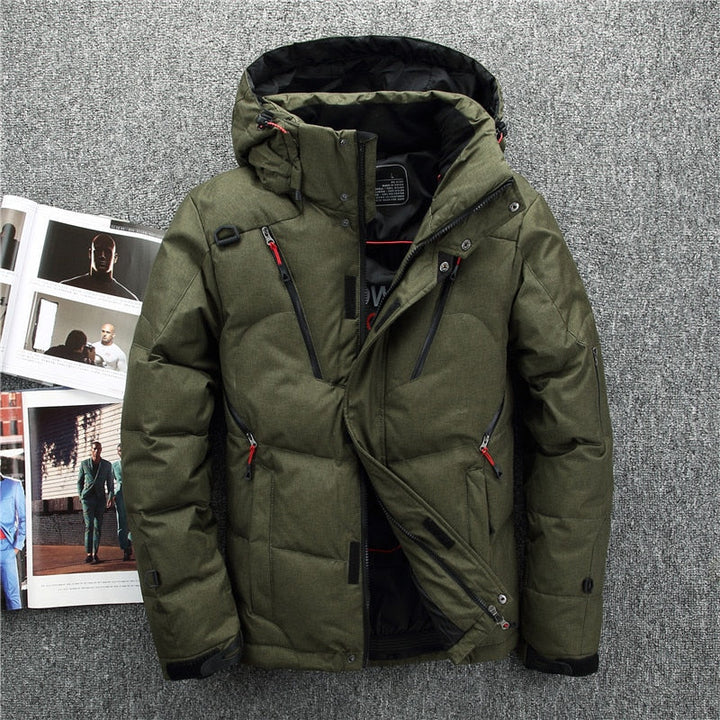 Drune | Herren Winterjacke mit Kapuze und stilvollem Reißverschlusstaschen Design