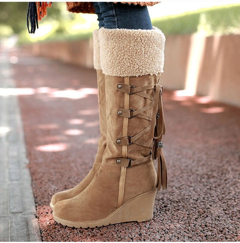 Drune | Damenstiefel Pelzspitze Pixie Pflaume