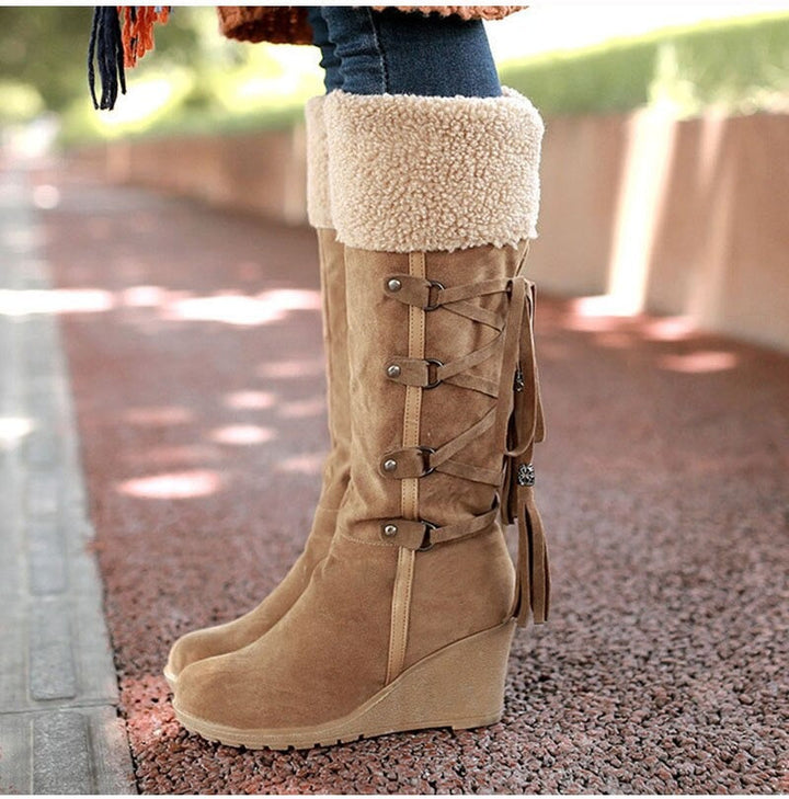 Drune | Damenstiefel Pelzspitze Pixie Pflaume