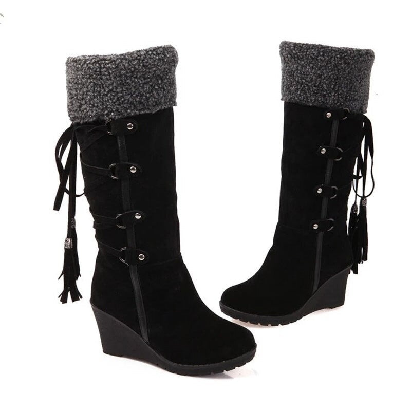 Drune | Damenstiefel Pelzspitze Pixie Pflaume