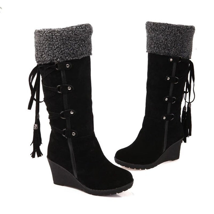 Drune | Damenstiefel Pelzspitze Pixie Pflaume