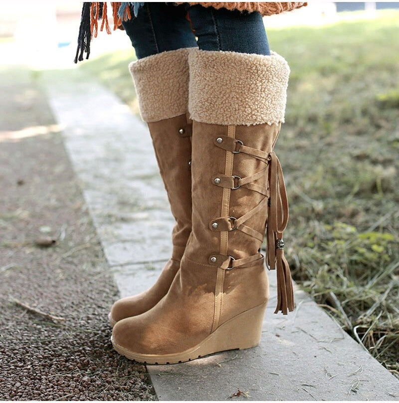 Drune | Damenstiefel Pelzspitze Pixie Pflaume
