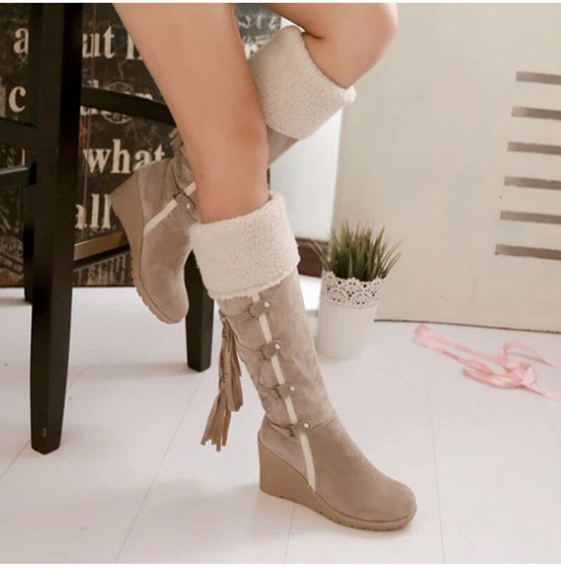 Drune | Damenstiefel Pelzspitze Pixie Pflaume