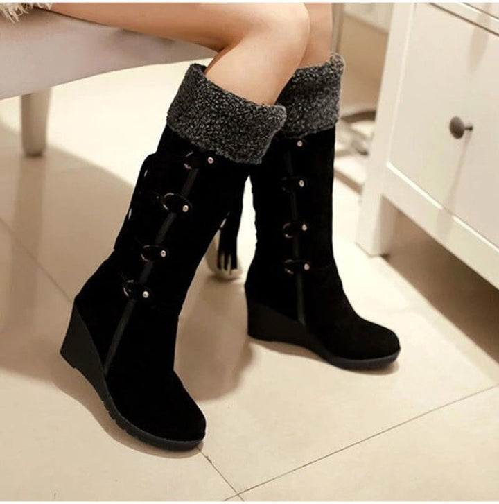 Drune | Damenstiefel Pelzspitze Pixie Pflaume