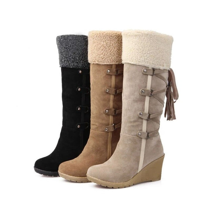 Drune | Damenstiefel Pelzspitze Pixie Pflaume