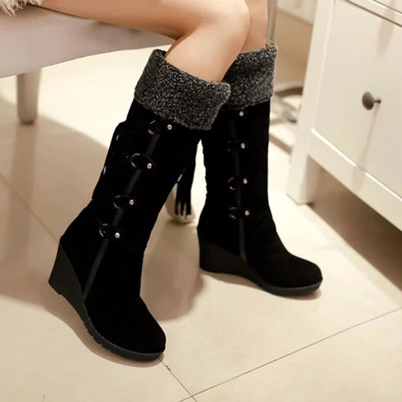Drune | Damenstiefel Pelzspitze Pixie Pflaume