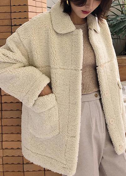 Drune | Plus-Size-Kleidung Jacken & Mäntel große Taschen Damenmäntel nude Reverskragen Wollübermantel