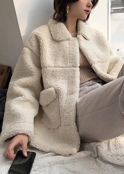 Drune | Plus-Size-Kleidung Jacken & Mäntel große Taschen Damenmäntel nude Reverskragen Wollübermantel