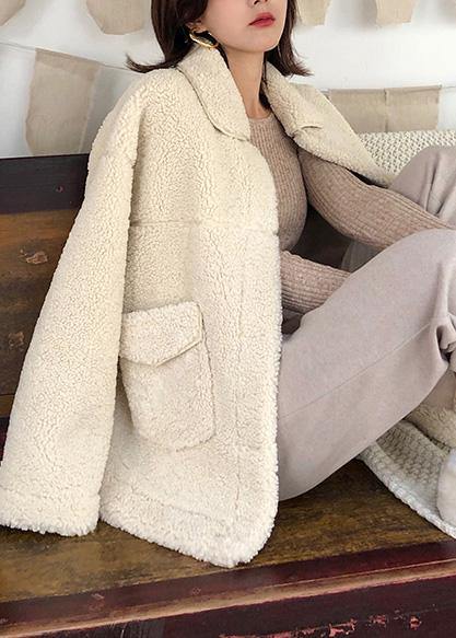 Drune | Plus-Size-Kleidung Jacken & Mäntel große Taschen Damenmäntel nude Reverskragen Wollübermantel