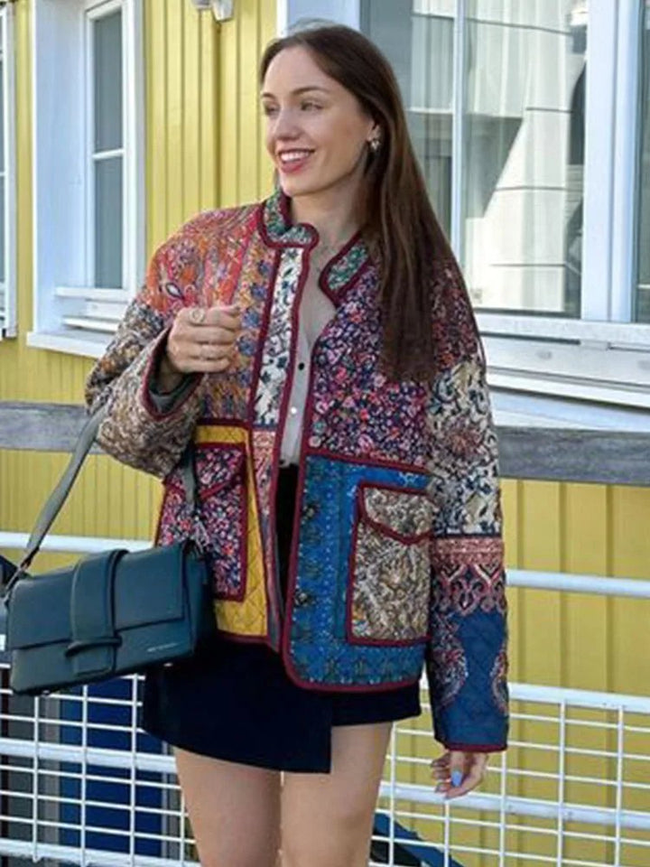 Drune | Mantel mit Blumendruck und Patchwork-Taschen