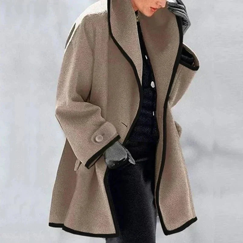 Drune | Line Kontrastbesatz Mantel - Eleganter Minimalistischer Stil - Warme Oberbekleidung - Herbst- & Winteressenziell