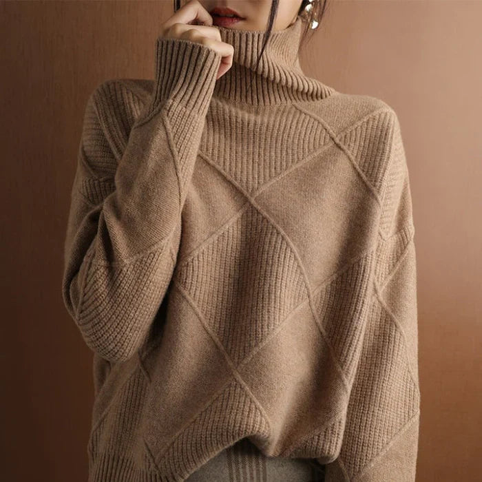 Drune | Europäischer Stil Hochkragen Diamant Pullover