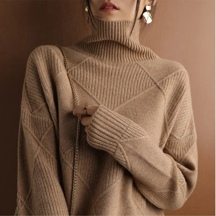 Drune | Europäischer Stil Hochkragen Diamant Pullover