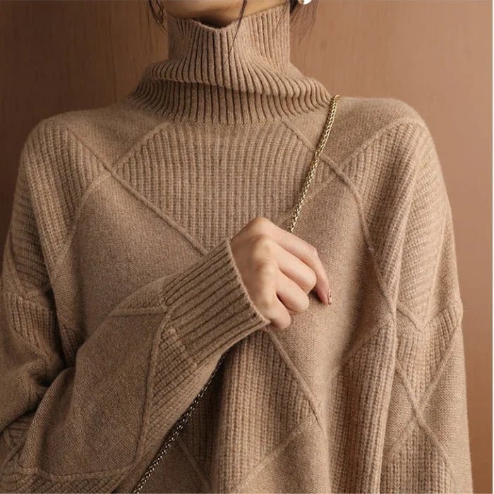 Drune | Europäischer Stil Hochkragen Diamant Pullover