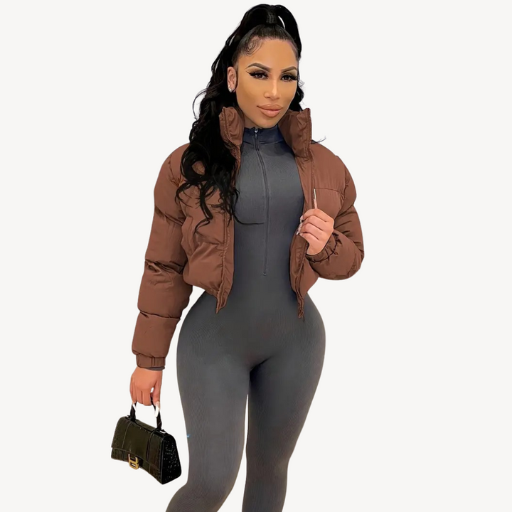 Drune | Damen cropped Puffer Zip Jacke
