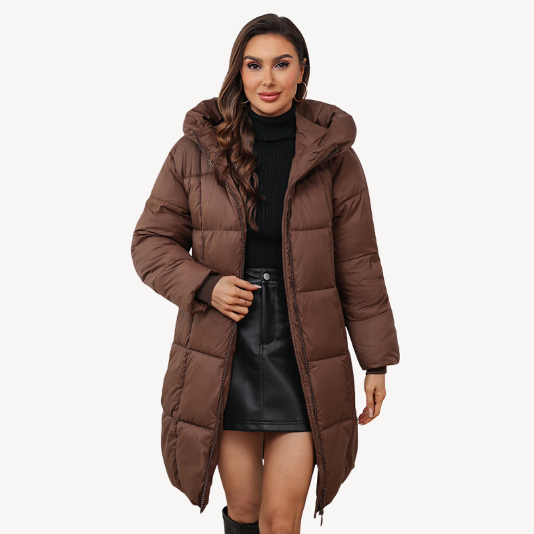 Drune | Warme Damen Pufferjacke Mit Kapuze Und Reißverschluss
