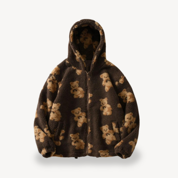 Drune | Teddy Bear Muster Kapuzenjacke für Frauen