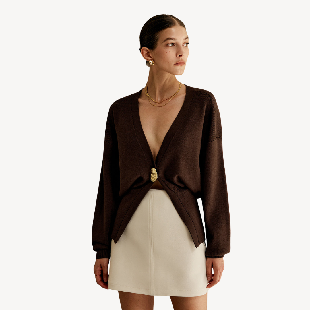 Drune | Damen Strick V-Ausschnitt Cardigan Pullover