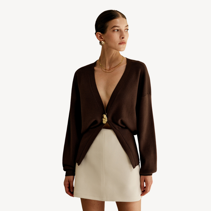 Drune | Damen Strick V-Ausschnitt Cardigan Pullover