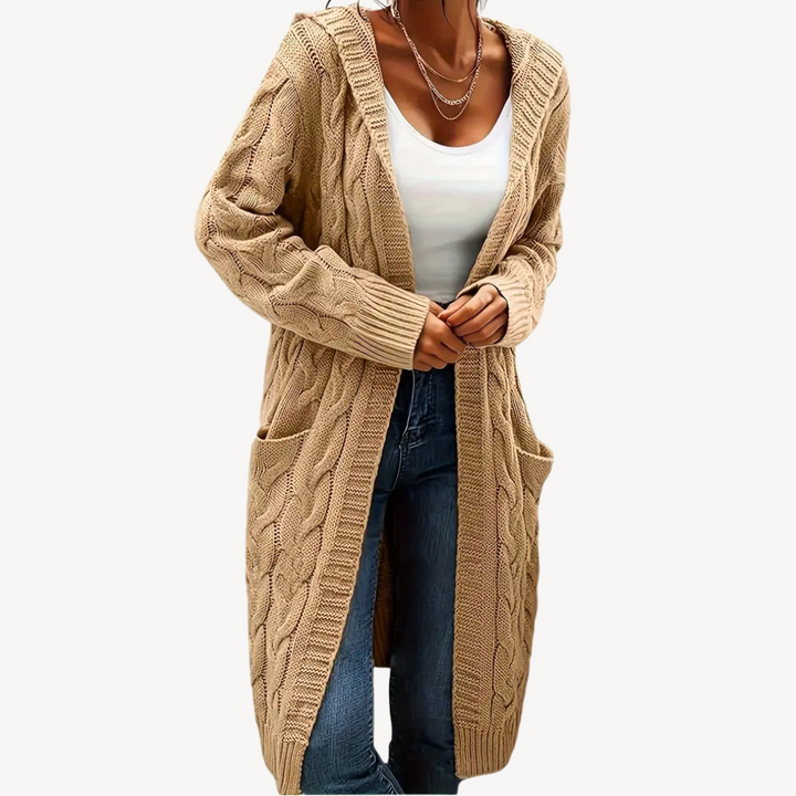 Drune | Kabelstrick Kapuzencardigan
