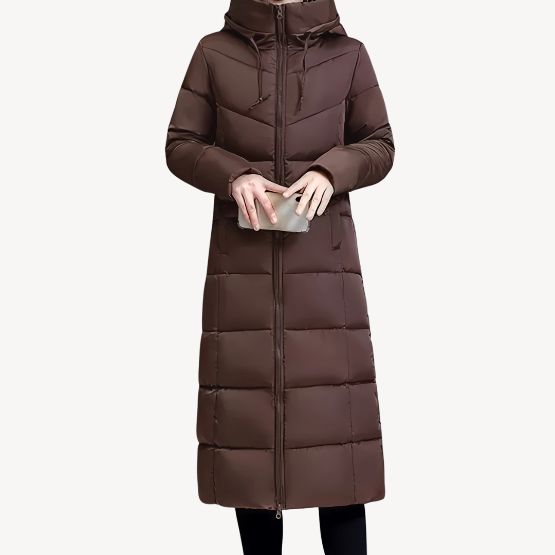 Drune | Damen Lange Pufferjacke mit Kapuze