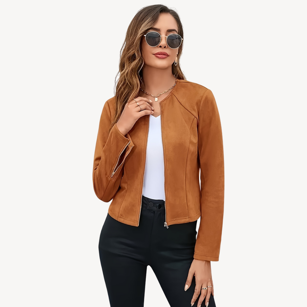 Drune | Damen Reißverschluss Wildlederjacke