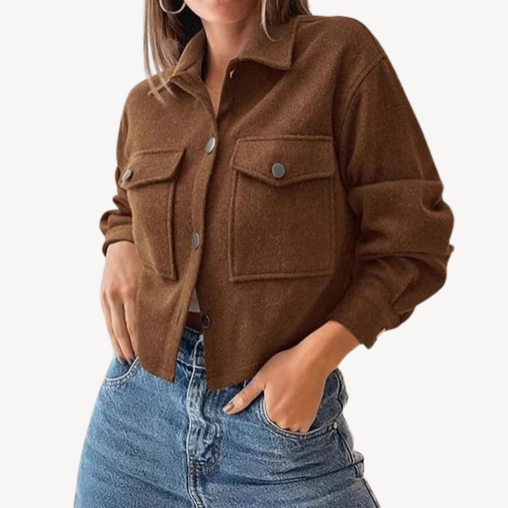 Drune | Damen Knopfung Crop Jacke