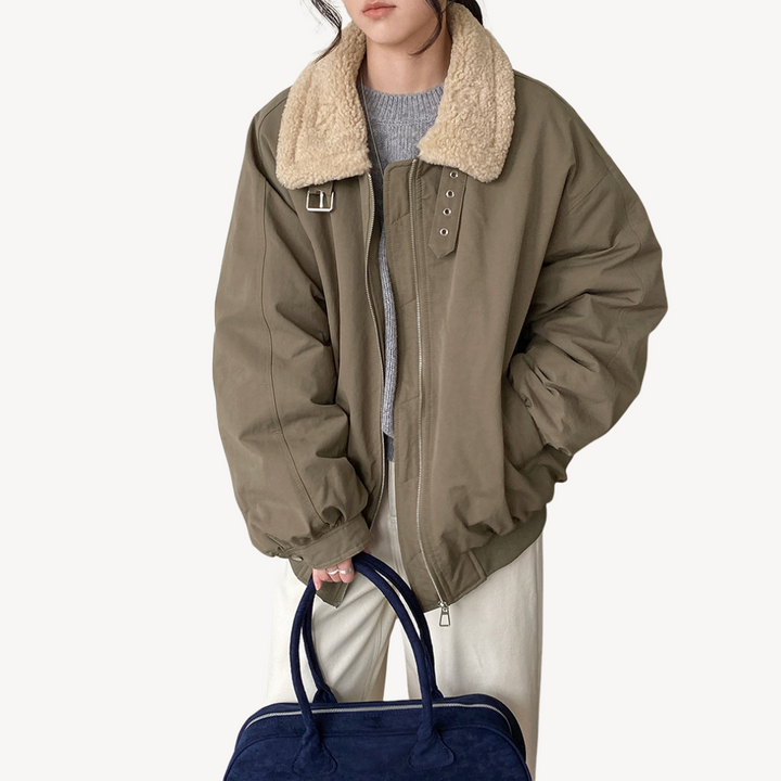 Drune | Damen Shearling Kragen Pufferjacke