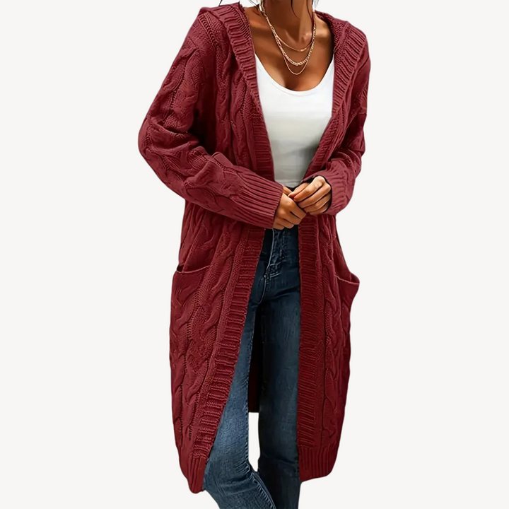 Drune | Kabelstrick Kapuzencardigan