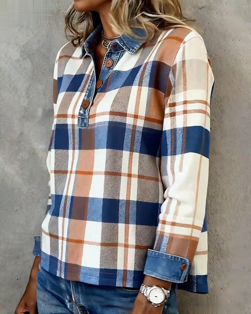 Drune | Lässig Denim Patchwork Kariert