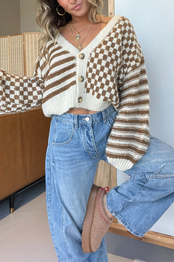 Drune | Cozy, lightweight cardigan with a plaid pattern
