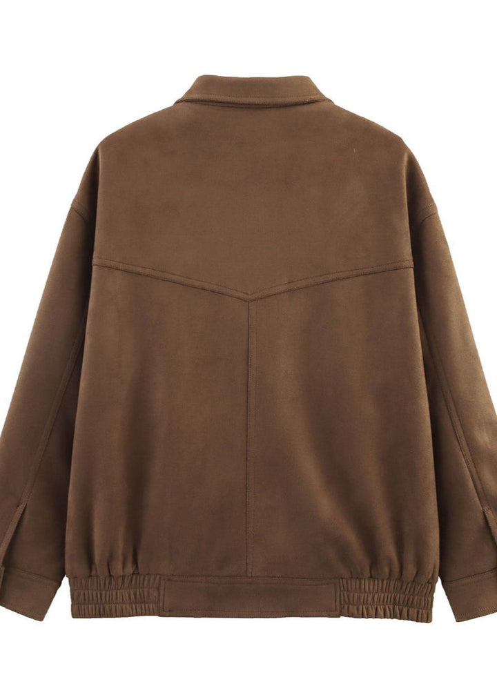 Drune | Effekt Oversized Jacke mit Fronttaschen – Braun