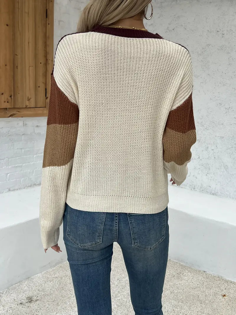 Drune | Farbblock Rundhals Pullover Mit Weichem Stoff