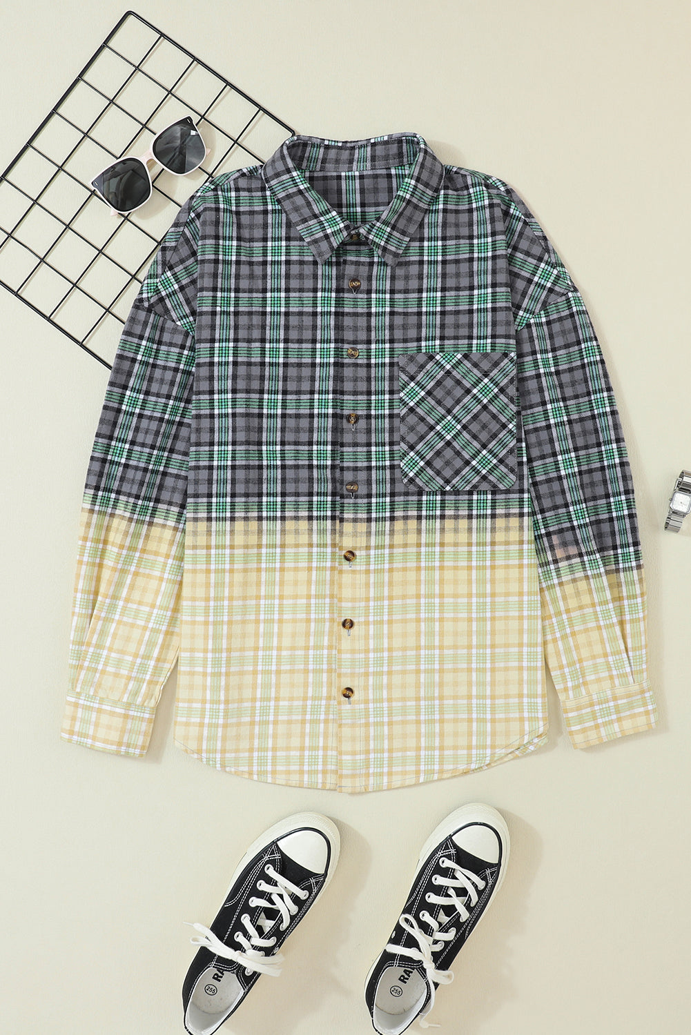 Drune | Patchwork Cam Jacket in Checkered Cotton Blend Trendy und Unique