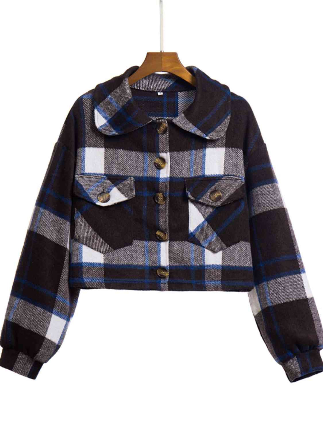 Drune | Karierter Knopf-Front-Jacke mit Taschen