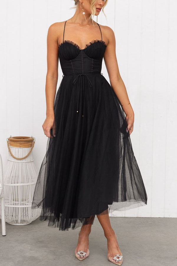 Drune | Maxi Kleid Elegantes Fließendes Design V-Ausschnitt Ärmellos Leichtes Gewebe