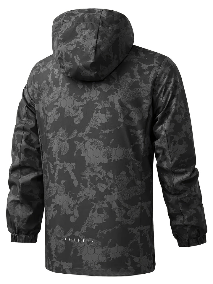 Drune | Tarnmuster Kapuzen-Windbreaker-Outdoorjacke Für Frühling Für Herren - Perfekt für Outdoor-Aktivitäten im Frühling