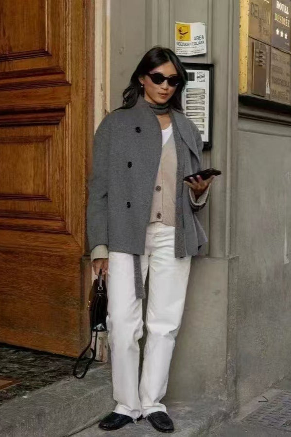 Drune | Woll Stehkragen Lange Jacke