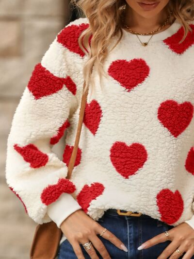 Drune | Cozy knit sweater with heart pattern for winter elegance