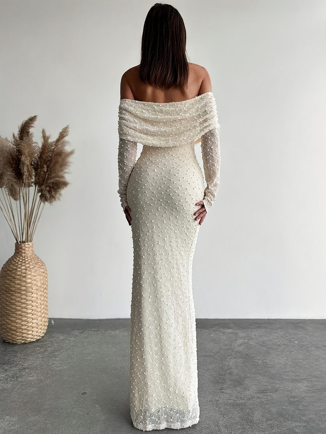 Abendkleid Glitzernd Schulter Pailletten