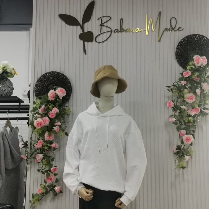 Drune | Einfarbiges weißes Sweatshirt mit langen Ärmeln