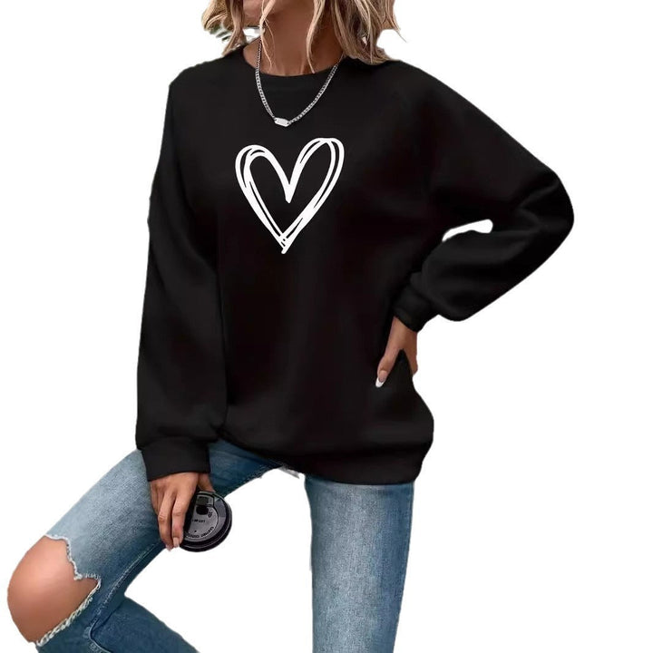 Drune | Herz-Print Rundhals-Langarm sweatshirt