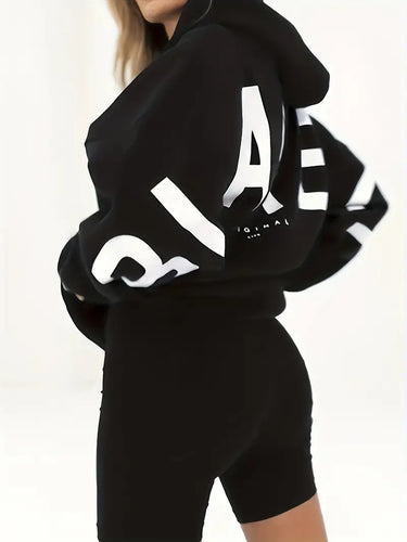 Drune | Warme Damen Hoodie Jacke Mit Modischem Druck Und Kapuze