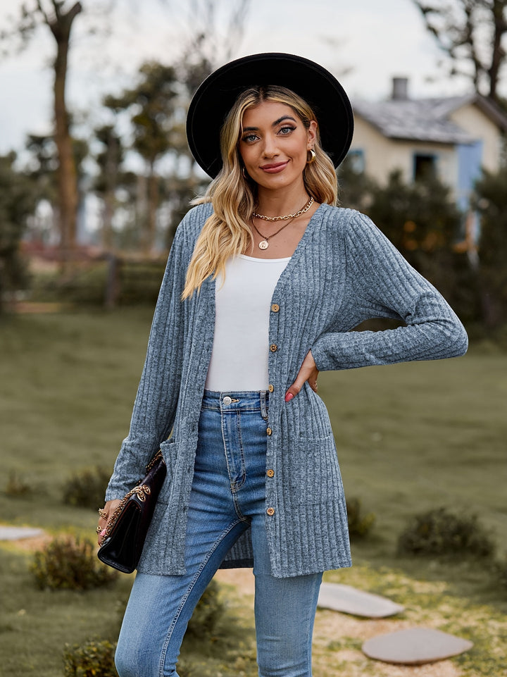 Drune Warmer Gerippter Baumwolle Strickcardigan Für Damen | Perfekt Für Lässige Tage
