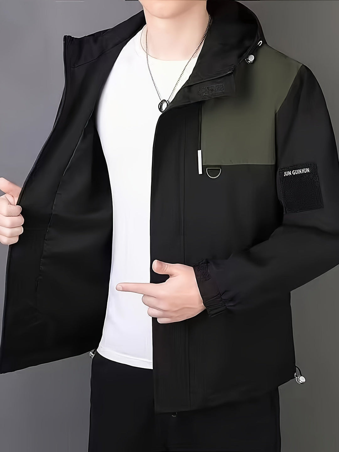 Drune |  Übergangsjacke - Winddichte Streetwear Jacke mit Kapuze & Utility-Taschen