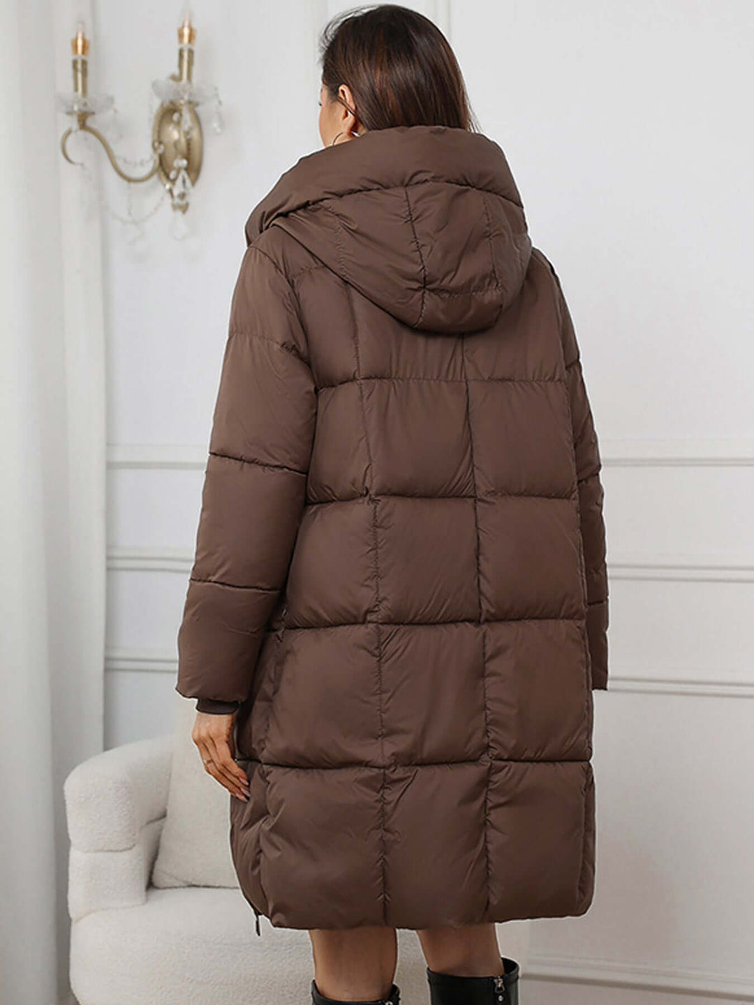 Drune | Frauen Lange Kapuzen-Winter-Pufferjacke