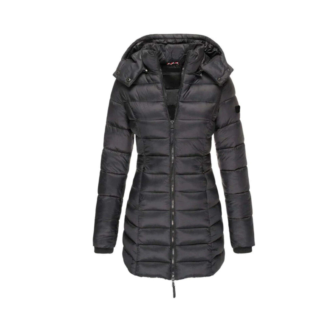 Drune | Damen Lange Winter Pufferjacke mit Kapuze