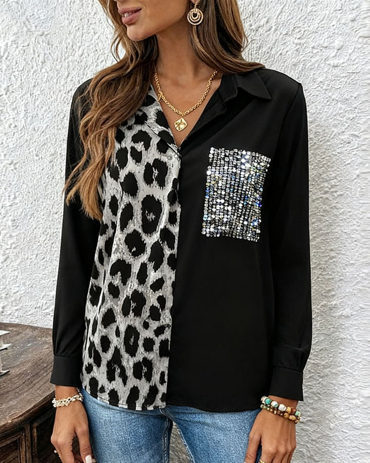 Drune | Leopardenmuster Kontrast Strass