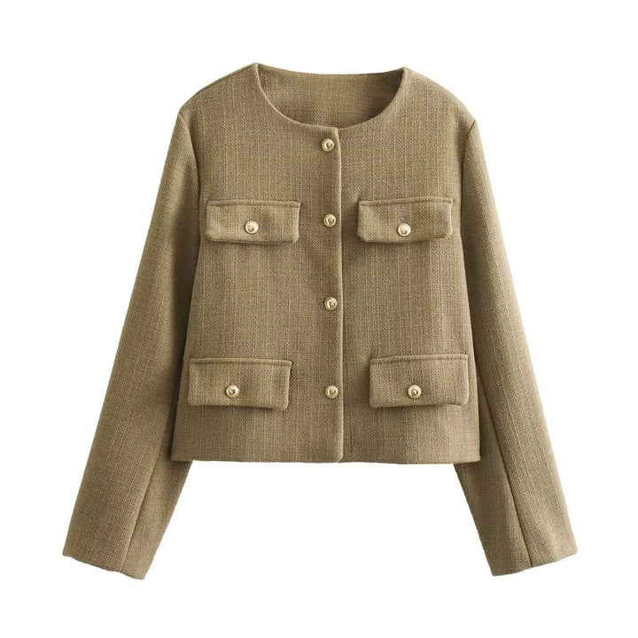 Drune | Hals Einfarbig Einreiher Jacke